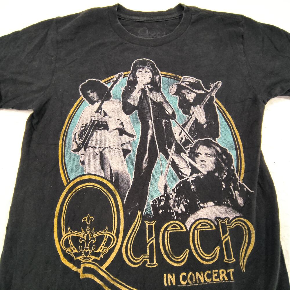 Queen Band Crew Neck Casual Graphic Short Sleeve T Shirt Mens Size Small S Black